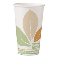 Dart Bare by Solo Eco-Forward PLA Paper Hot Cups, 16 oz, Leaf Design, White/Green/Orange, 1,000/Carton (316PLABB)