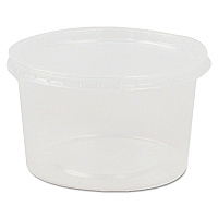 Deli Containers and Lids, 8 oz, 4.56" Diameter x 1.09" h, Clear, Plastic, 250/Carton (APCOMBO08)