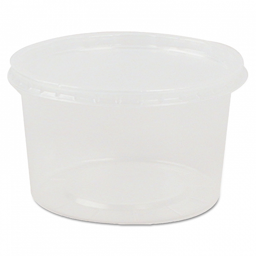 Deli Containers and Lids, 8 oz, 4.56" Diameter x 1.09" h, Clear, Plastic, 250/Carton (APCOMBO08)