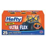 Hefty Ultra Flex Waste Bags, 30 gal, 1.05 mil, 30" x 33", Black, 25/Box (E80627BX)