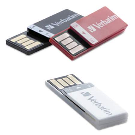 Verbatim Clip-it USB Flash Drive, 8 GB, Assorted Colors, 3/Pack (98674)