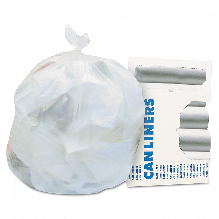 Linear Low-Density Can Liners, 30 gal, 0.9 mil, 30" x 36", White, 200/Carton (H6036TW)