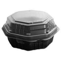Dart Octaview Hinged-Lid Hf Containers, Black/clear, 6.3 X 1.2 X 1.2, 200/carton (806012PP94)