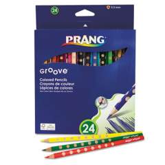 Prang Groove Colored Pencils, 3.3 mm, 2B (#1), Assorted Lead/Barrel Colors, 24/Pack (28124)