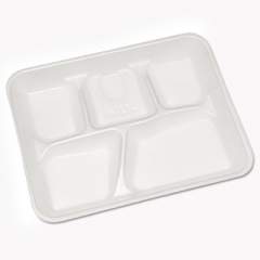 Pactiv Evergreen Lightweight Foam School Trays, 5-Compartment, 8.25 x 10.5 x 1,  White, 500/Carton (YTH10500SGBX)