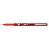 Pilot VBall Liquid Ink Roller Ball Pen, Stick, Extra-Fine 0.5 mm, Red Ink, Red Barrel, Dozen (35202)
