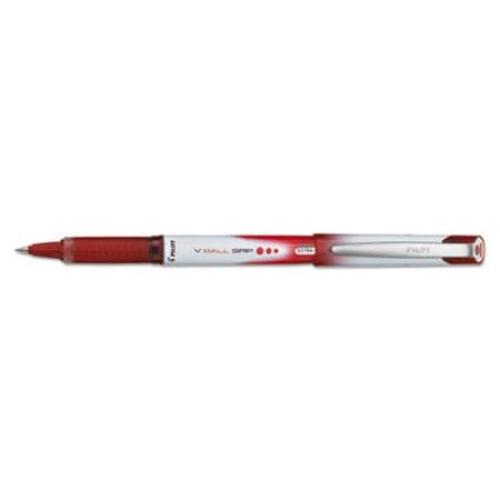 Pilot VBall Grip Liquid Ink Roller Ball Pen, Stick, Extra-Fine 0.5 mm, Red Ink, Red/White Barrel (35472)