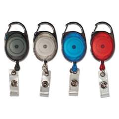 Advantus Carabiner-Style Retractable ID Card Reel, 30" Extension, Assorted, 20/Pack (75552)