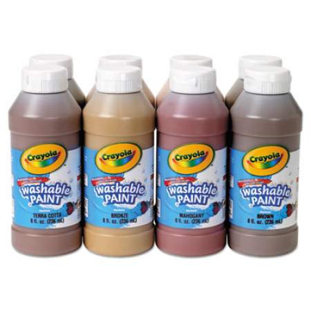 Crayola Multicultural Washable Paint Pack, 8 Assorted Skin Tone Colors, 8 oz Bottle, 8/Pack (54208W)