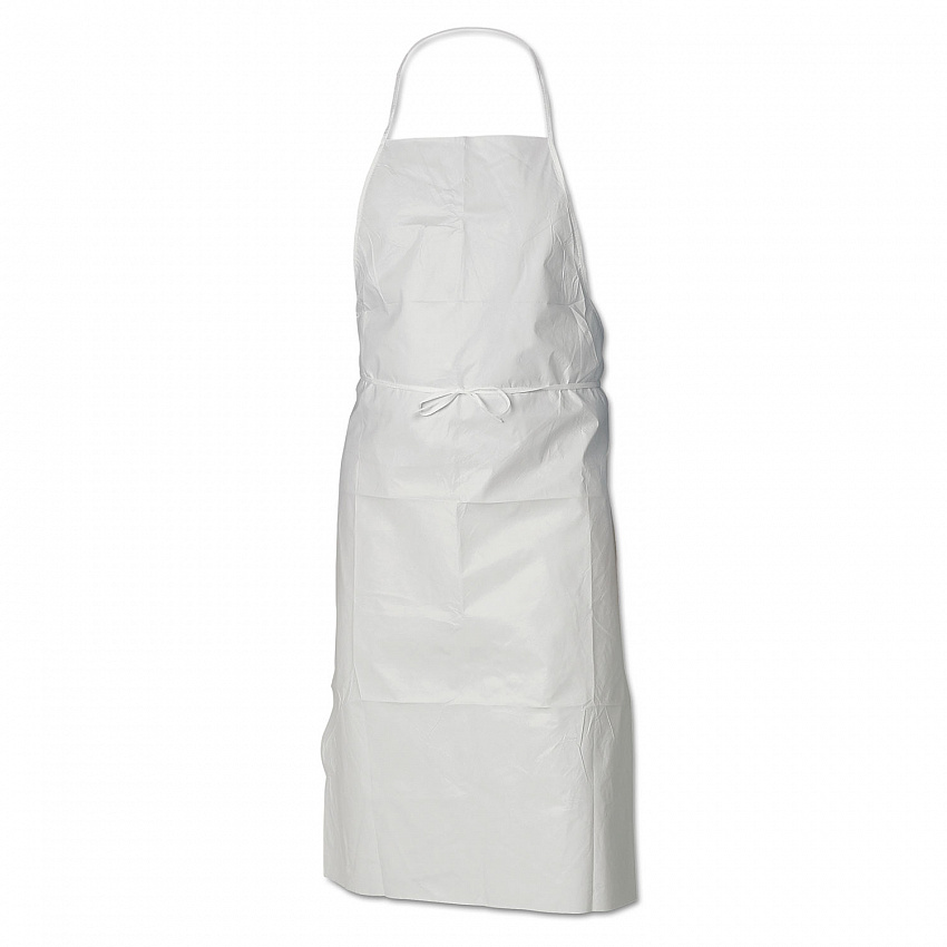 A40 Liquid/Particle Protection Apron, Film Laminate, One Size Fits Most, White, 100/Carton (44481)