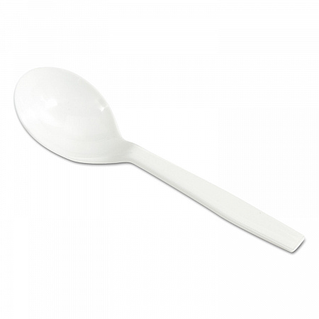 Laguna Mediumweight Plastic Utensils, Soup Spoon, White, 1,000/Carton (130410)