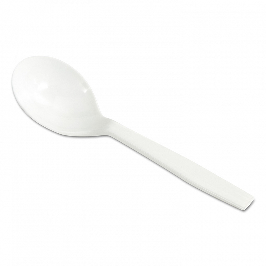 Laguna Mediumweight Plastic Utensils, Soup Spoon, White, 1,000/Carton (130410)