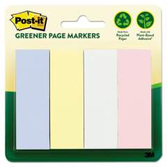 Post-it Greener Page Markers, Assorted Pastel Colors, 50 Strips/Pad, 4 Pads/Pack (6714RPA)