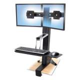 WorkFit by Ergotron WorkFit-S Sit-Stand Workstation, Dual 24" LCDs, 29.5", Polished Aluminum/Black (33341200)