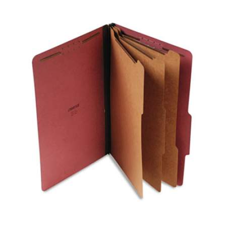 Universal Eight-Section Pressboard Classification Folders, 3 Dividers, Legal Size, Red, 10/Box (10295)