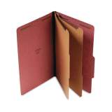 Universal Six--Section Pressboard Classification Folders, 2 Dividers, Legal Size, Red, 10/Box (10280)