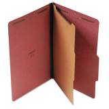 Universal Four-Section Pressboard Classification Folders, 1 Divider, Legal Size, Red, 10/Box (10260)