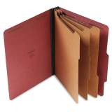 Universal Eight-Section Pressboard Classification Folders, 3 Dividers, Letter Size, Red, 10/Box (10290)