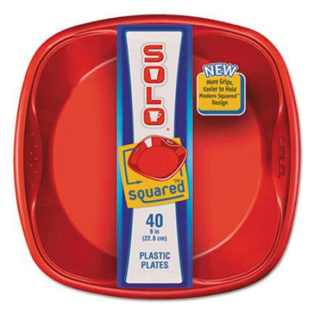 Dart Solo Squared Plastic Dinnerware, Plate, 9 X 9, Red/blue, 40/pack, 8 Pack/carton (SQP94020001)