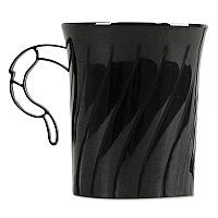 Classicware Plastic Mugs, 8 oz, Black, 8/Pack, 24 Packs/Carton (CWM8192BK)