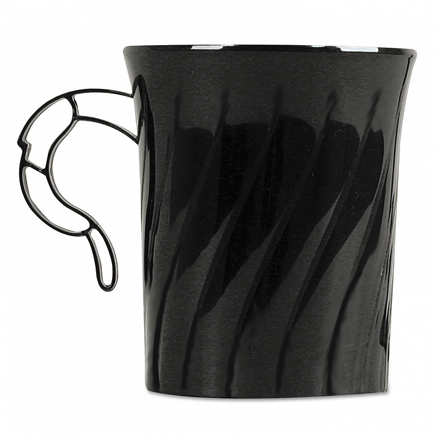 Classicware Plastic Mugs, 8 oz, Black, 8/Pack, 24 Packs/Carton (CWM8192BK)