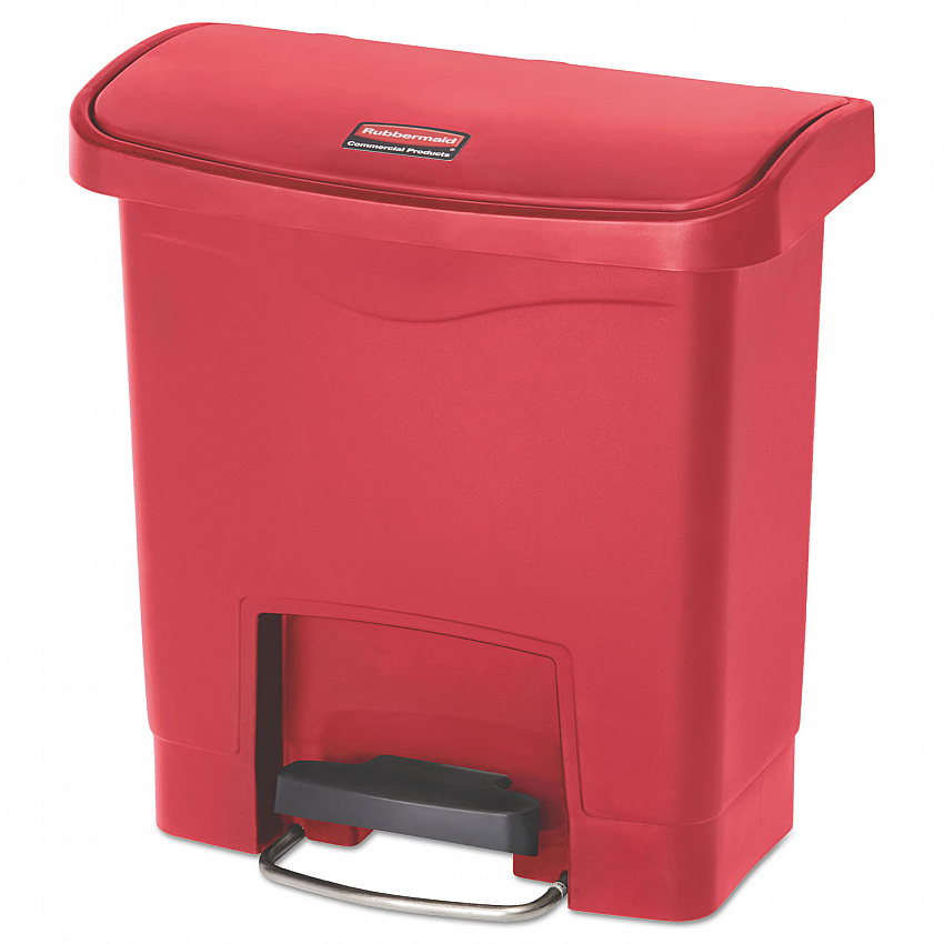 Slim Jim Streamline Resin Step-On Container, Front Step Style, 4 gal, Polyethylene, Red (1883563)