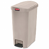 Slim Jim Streamline Resin Step-On Container, End Step Style, 13 gal, Polyethylene, Beige (1883459)