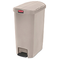 Slim Jim Streamline Resin Step-On Container, End Step Style, 13 gal, Polyethylene, Beige (1883459)