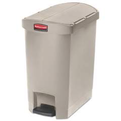 Rubbermaid Commercial Slim Jim Resin Step-On Container, End Step Style, 8 gal, Beige (1883457)