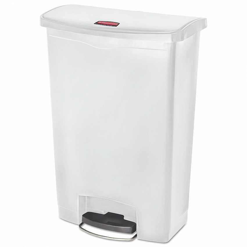 Slim Jim Streamline Resin Step-On Container, Front Step Style, 24 gal, Polyethylene, White (1883561)