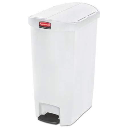 Rubbermaid Commercial Slim Jim Resin Step-On Container, End Step Style, 13 gal, White (1883558)