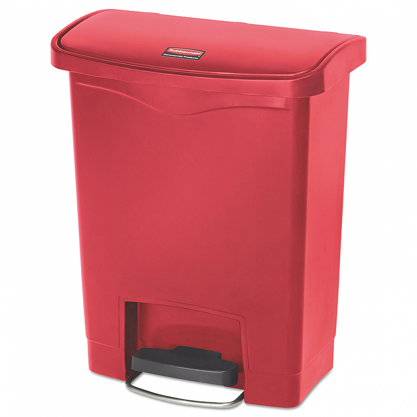 Streamline Resin Step-On Container, Front Step Style, 8 gal, Polyethylene, Red (1883564)