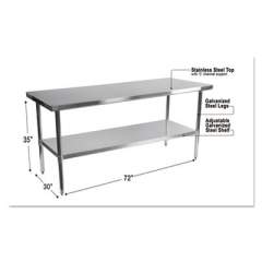Alera NSF Approved Stainless Steel Foodservice Prep Table, 72 x 30 x 35, Silver (XS7230)