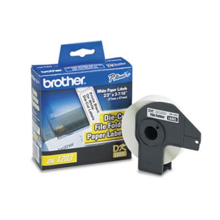Brother Die-Cut File Folder Labels, 0.66" x 3.4", White, 300/Roll (DK1203)