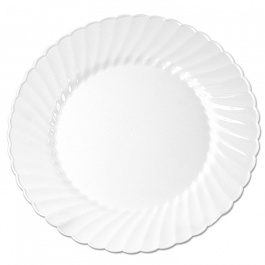 Classicware Plastic Plates, 6" dia, White, 12/Bag, 15 Bags/Carton (RSCW61512W)