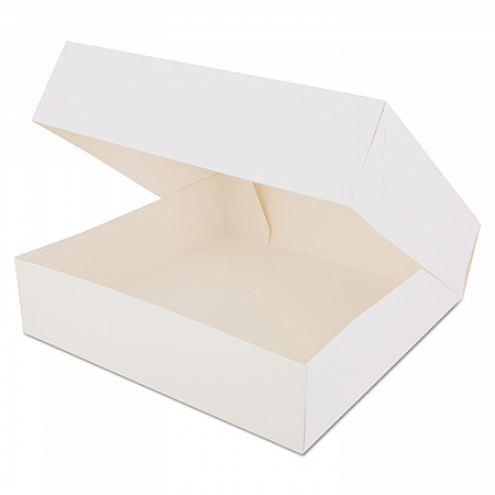 White Window Bakery Boxes with Attached Flip Top, 4-Corner Beers Design, 10 x 10 x 2.5, White, Paper, 200/Carton (24233)