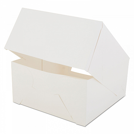 White Window Bakery Boxes with Attached Flip Top, 4-Corner Beers Design, 8 x 8 x 4, White, Paper, 150/Carton (24053)