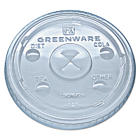 Greenware Cold Drink Lids, X-Slot, Fits 16 oz/18 oz/24 oz Cold Cups, Sugarcane, Clear, 1,000/Carton (LGC1624)
