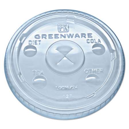 Fabri-Kal Greenware Cold Drink Lids, Fits 16 oz, 18 oz, 24 oz Cups, X-Slot, Clear, 1,000/Carton (LGC1624)