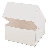 White Window Bakery Boxes with Attached Flip Top, 4-Corner Beers Design, 6 x 6 x 3, White, Paper, 200/Carton (24023)