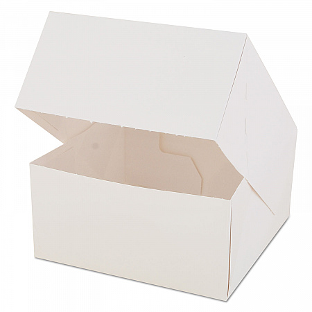 White Window Bakery Boxes with Attached Flip Top, 4-Corner Beers Design, 6 x 6 x 3, White, Paper, 200/Carton (24023)