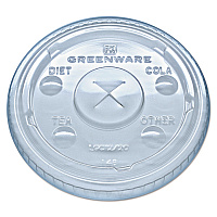Greenware Cold Drink Lids, Fits 9 oz Old Fashioned Cups/12 oz Squat Cups/20 oz Cups, Plastic, Clear, 1,000/Carton (LGC1220)