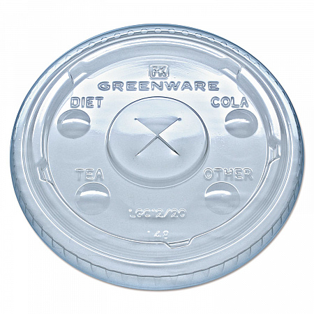 Greenware Cold Drink Lids, Fits 9 oz Old Fashioned Cups/12 oz Squat Cups/20 oz Cups, Plastic, Clear, 1,000/Carton (LGC1220)