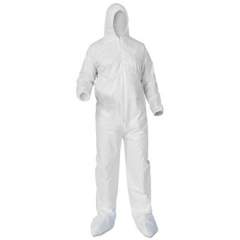 KleenGuard A35 LIQUID AND PARTICLE PROTECTION COVERALLS, HOODED/BOOTED, MEDIUM, WHITE, 25/CARTON (38948)