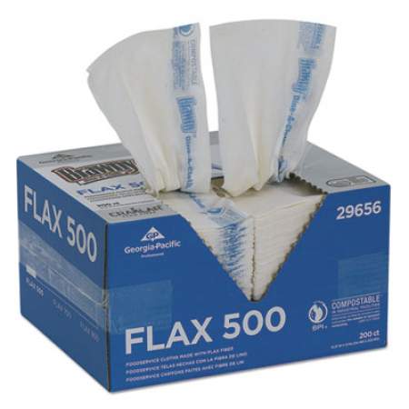 Brawny Dine-A-Cloth Flax Foodservice Wipers, 12.37 X 21, White, 200/box (29656)