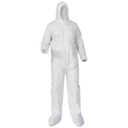KleenGuard A35 LIQUID AND PARTICLE PROTECTION COVERALLS, HOODED/BOOTED, 5X-LARGE, WHITE, 25/CARTON (38954)