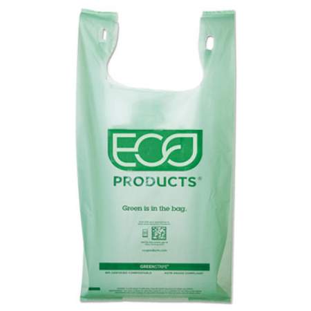 Eco-Products PLASTIC GROCERY BAGS, 10 GAL, 0.96 MIL, 22.8" X 22.8", GREEN, 500/CARTON (EPCBLS)