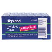 Highland Invisible Permanent Mending Tape, 1" Core, 0.75" x 83.33 ft, Clear, 6/Pack (6200K6)
