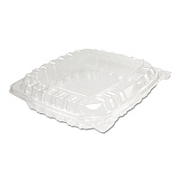ClearSeal Hinged-Lid Plastic Containers, 8.31 x 8.31 x 2, Clear, Plastic, 125/Bag, 2 Bags/Carton (C89PST1)