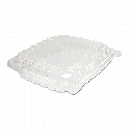 ClearSeal Hinged-Lid Plastic Containers, 8.31 x 8.31 x 2, Clear, Plastic, 125/Bag, 2 Bags/Carton (C89PST1)